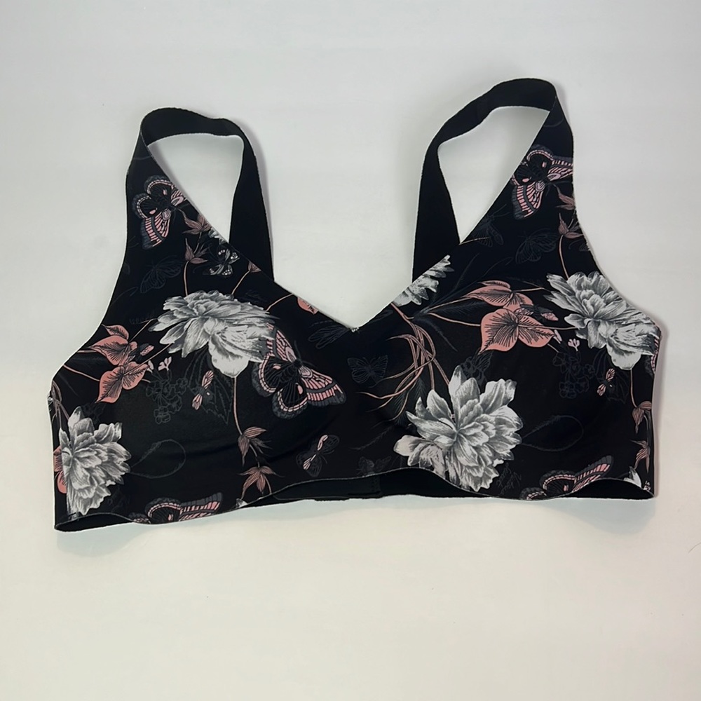 Victoria’s Secret Size 34B Bralette Adjustable Band Black Floral Bra